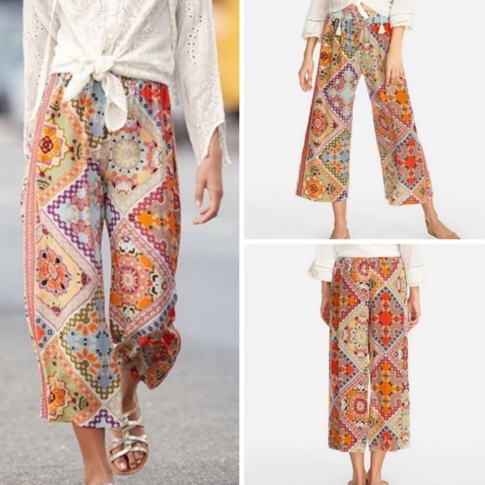 Johnny Was Jade Lucero silk wide leg crop pants - Picture 2 of 7
